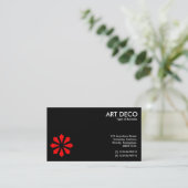 Red Art Deco Flower Symbool - zwart Visitekaartje (Staand voorkant)