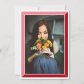 Red Art Deco Foto Birthday Surprise Party Kaart (Achterkant)