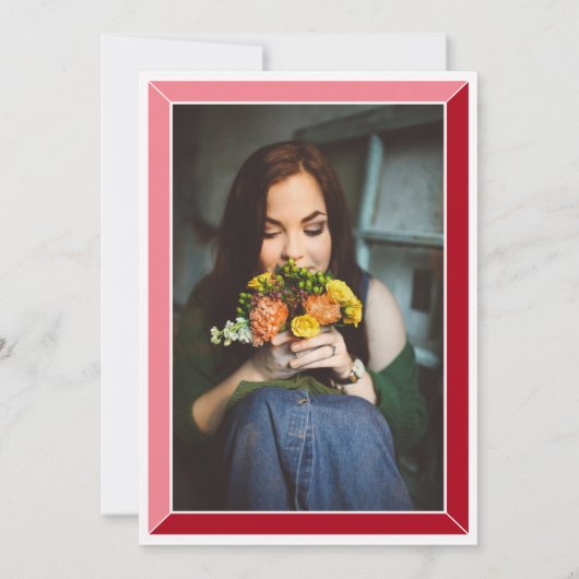 Red Art Deco Foto Birthday Surprise Party Kaart (Achterkant)