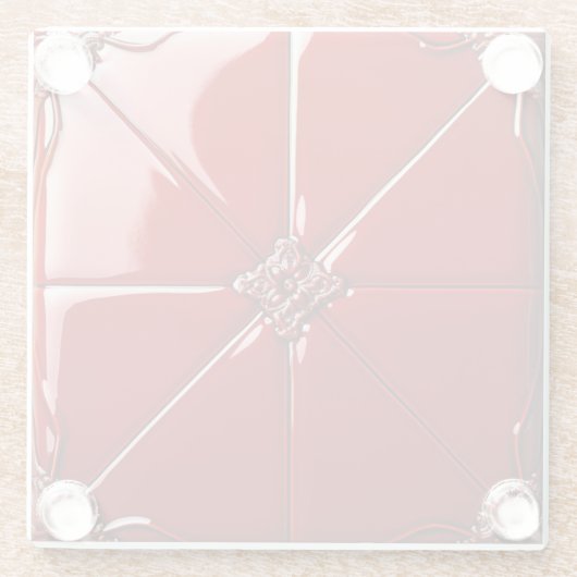 Red Art Deco Glazen Onderzetter (Achterkant)