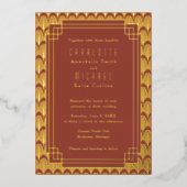 Red Art Deco goudFolie Uitnodiging (Voorkant)
