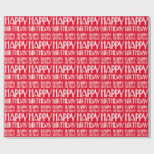 Red Art Deco Happy Birthday Cadeaupapier (Vlak)