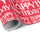 Red Art Deco Happy Birthday Cadeaupapier (Rol Hoek)