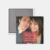 Red Art Deco Lijst Save the Date Magnet (Voorkant / Achterkant)