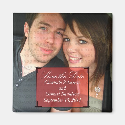 Red Art Deco Lijst Save the Date Magnet (Voorkant)