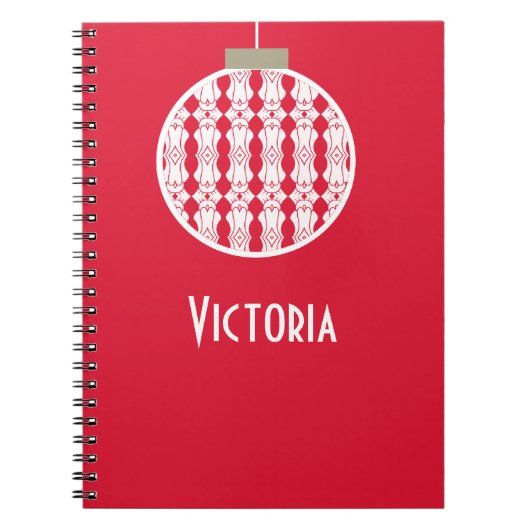 Red Art Deco-Ornament Notitieboek (Voorkant)