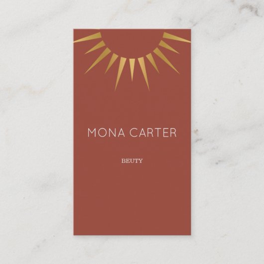 Red Art deco sun visitekaartje (Voorkant)