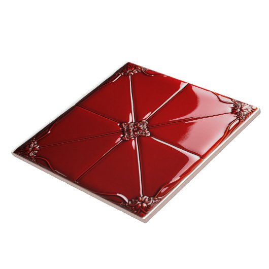 Red Art Deco Tegeltje (Zijkant)
