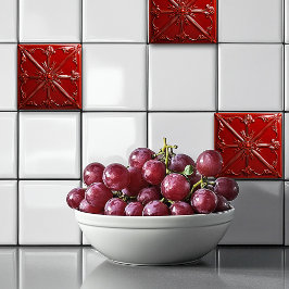 Red Art Deco Tegeltje