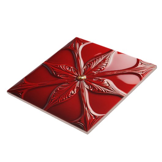 Red Art Deco Tegeltje (Zijkant)