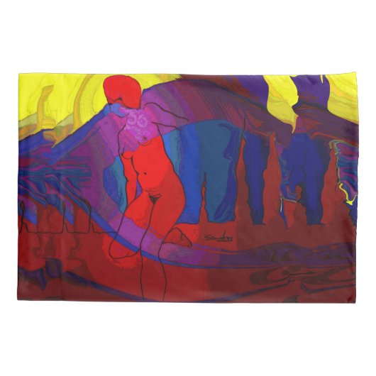 Red Art Lady Pillowcase Kussensloop (Achterkant)