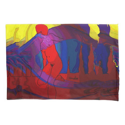 Red Art Lady Pillowcase Kussensloop (Voorkant)