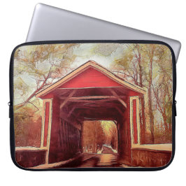 Red Ashland Covered Bridge-laptophoes Laptop Sleeve