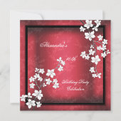 Red Asian Black Blossom White Birthday Party Kaart (Voorkant)
