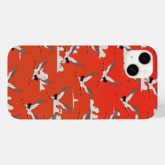 Red Asian Crane Pattern Case-Mate iPhone Case (Achterkant (horizontaal))