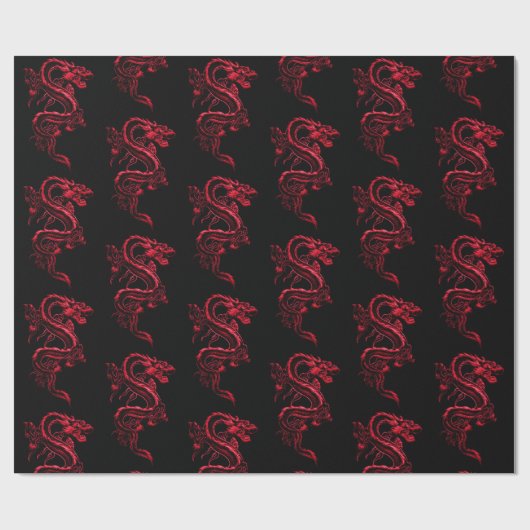 Red Asian Dragon Cadeaupapier (Vlak)