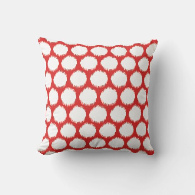 Red Asian Moods Ikat Stippen Kussen (Voorkant)