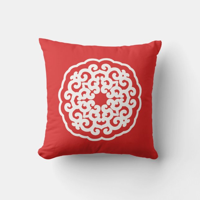 Red Asian Moods Mandalla Kussen (Voorkant)