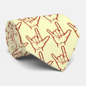 Red ASL I Love You Hand Stropdas (Opgerold)