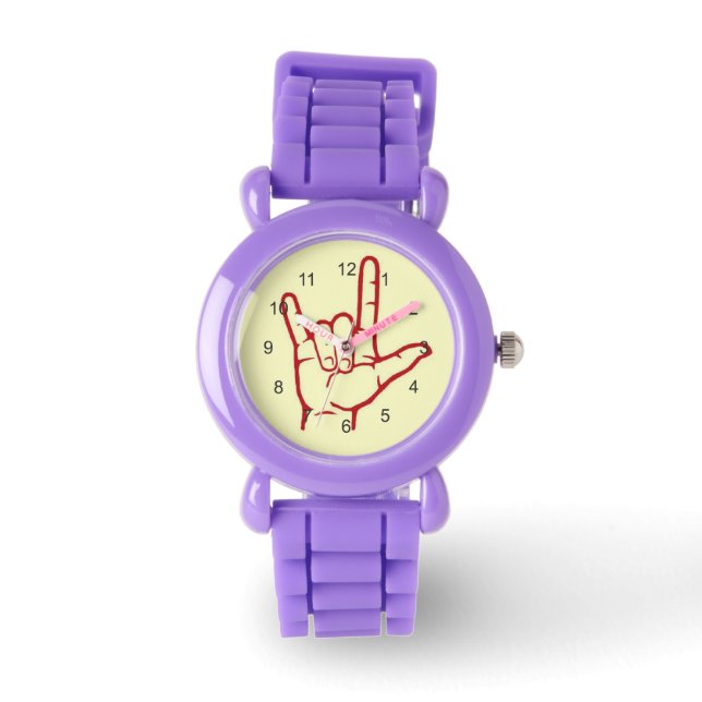Red ASL I Love You Watch Horloge (Voorkant)