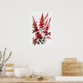 Red Astilbe Flower Art Print Poster (Keuken)