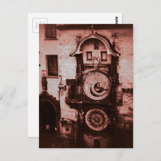 Red Astronomical Clock Briefkaart (Voorkant / Achterkant)