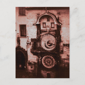 Red Astronomical Clock Briefkaart