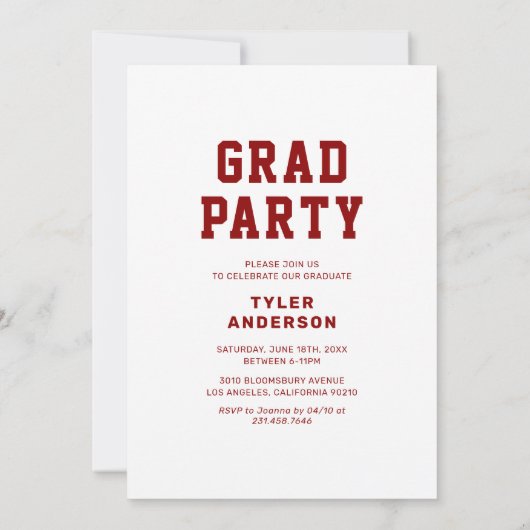 Red Athletic Afstudeerder Fotocollage Afstudeerfee Kaart (Achterkant)