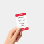 Red Attendee Badge Event Logo Lanyard Clip Reel (Handheld)