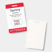 Red Attendee Badge Event Logo Lanyard Clip Reel (Voor- en achterkant)