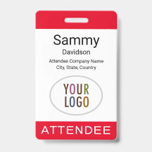 Red Attendee Badge Event Logo Lanyard Clip Reel
