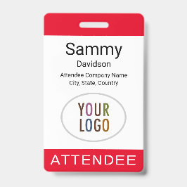 Red Attendee Badge Event Logo Lanyard Clip Reel