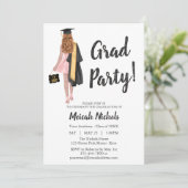 Red Auburn Hair Afstuderen College Uni Girl Trendy Kaart (Staand voorkant)