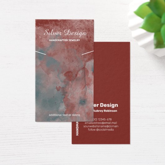 Red Auburn Waterverf Ketting - Display Kaart (Bureau)