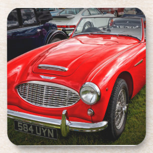 Red Austin Healey 3000 klassieke sportwagen Bier Onderzetter