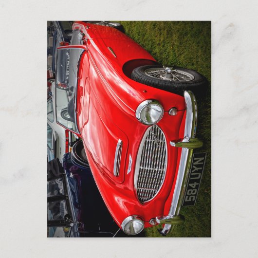 Red Austin Healey 3000 klassieke sportwagen Briefkaart (Voorkant)