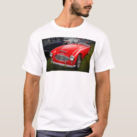 Red Austin Healey 3000 klassieke sportwagen T-shirt (Voorkant)