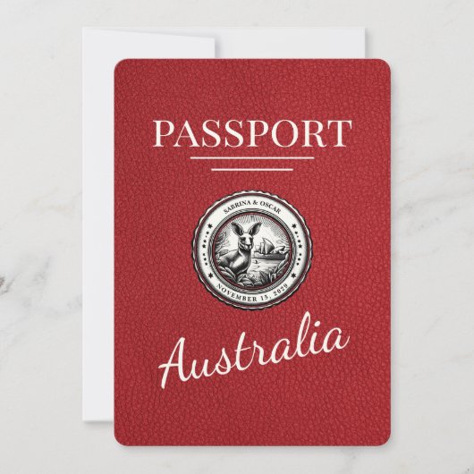 Red Australia Passport Bewaar de datum Save The Date (Voorkant)