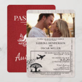 Red Australia Passport Wedding Kaart (Voorkant / Achterkant)