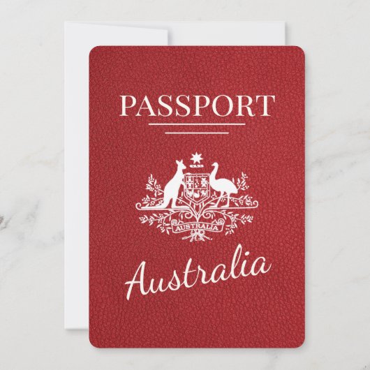 Red Australia Passport Wedding Kaart (Achterkant)