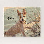 Red Australian Cattle Dog - Heeler - in de sneeuw Legpuzzel (Horizontaal)
