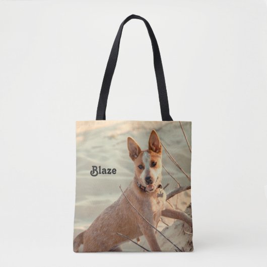 Red Australian Cattle Dog - Heeler - in de sneeuw Tote Bag (Voorkant)