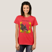 Red Australian Kelpie op gele rozen T-shirt (Voorkant volledig)
