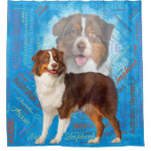 Red Australian Shepherd dogs - Aussie Douchegordijn (Voorkant)
