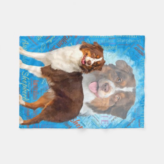 Red Australian Shepherd dogs - Aussie Fleece Deken (Voorkant (Horizontaal))