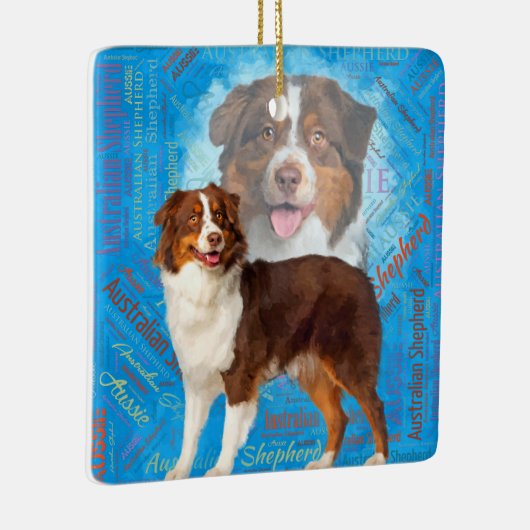 Red Australian Shepherd dogs - Aussie Keramisch Ornament (Rechts)
