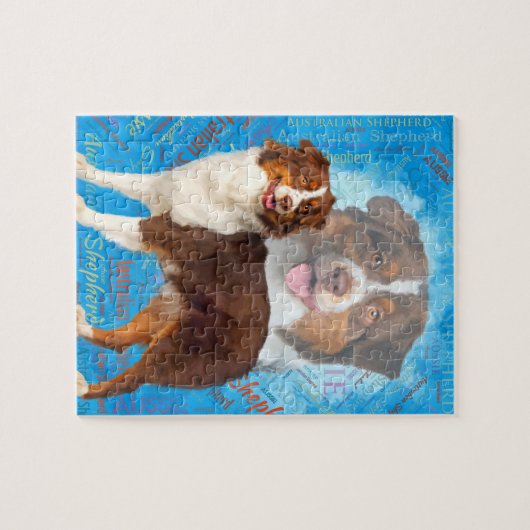 Red Australian Shepherd dogs - Aussie Legpuzzel (Horizontaal)