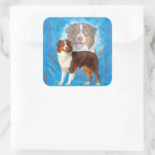 Red Australian Shepherd dogs - Aussie Vierkante Sticker (Tas)