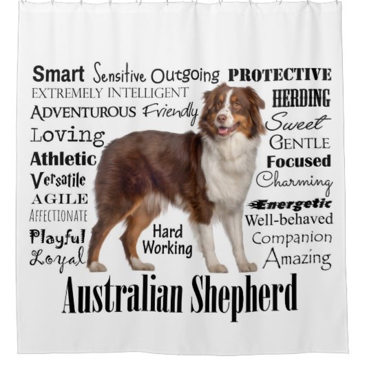 Red Australian Shepherd Traits Douchegordijn (Voorkant)