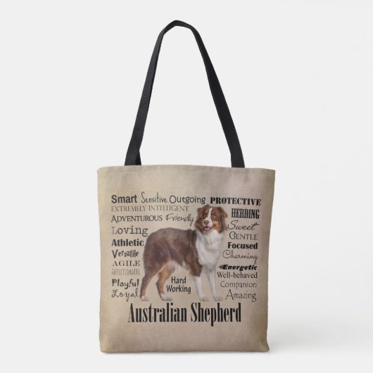 Red Australian Shepherd Traits Tote Bag (Achterkant)